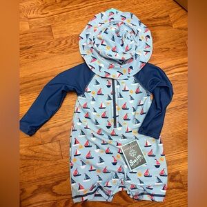 NWT Baby Swimsuit with Hat - Andy & Evan